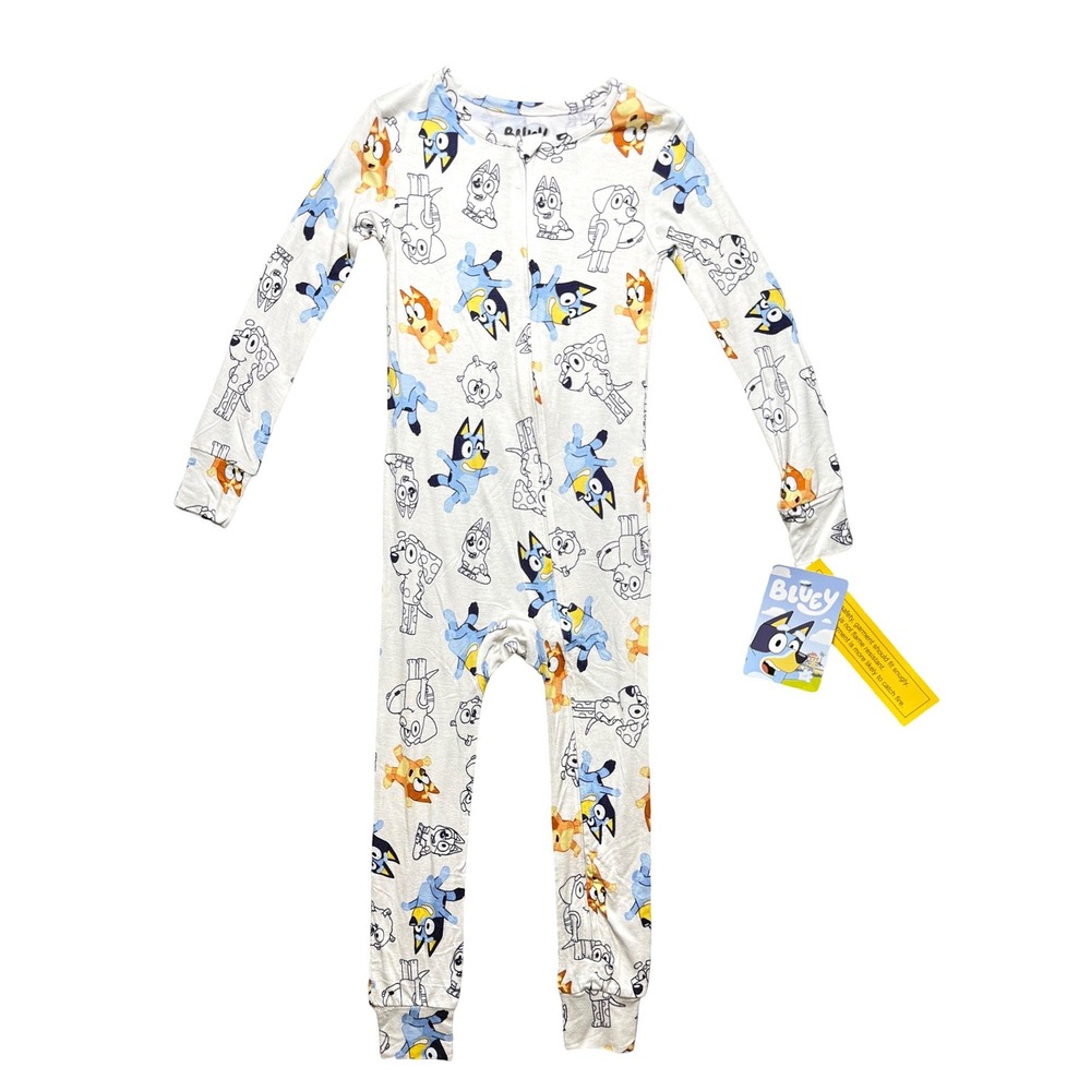 Bluey Toddler Unisex 4T One Piece Pajamas Zip Front Viscose Bingo Snug Fit NWT